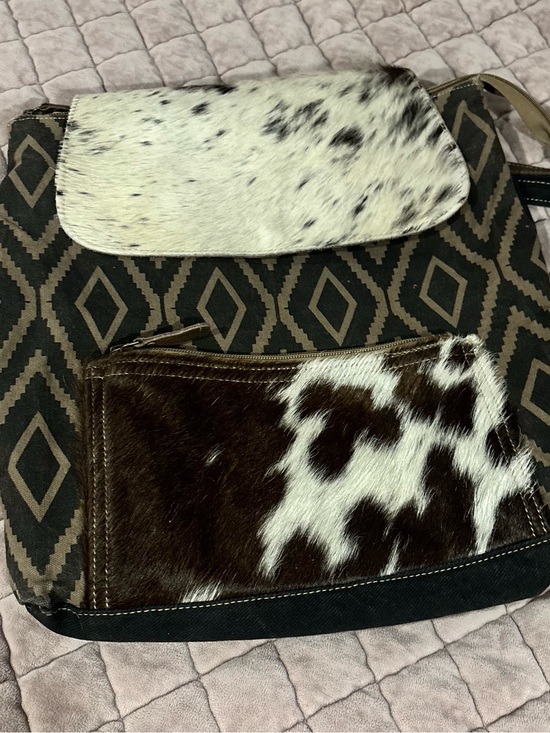 Myra Bag Tribal Canvas & Cowhide Backpack in Brown & Black